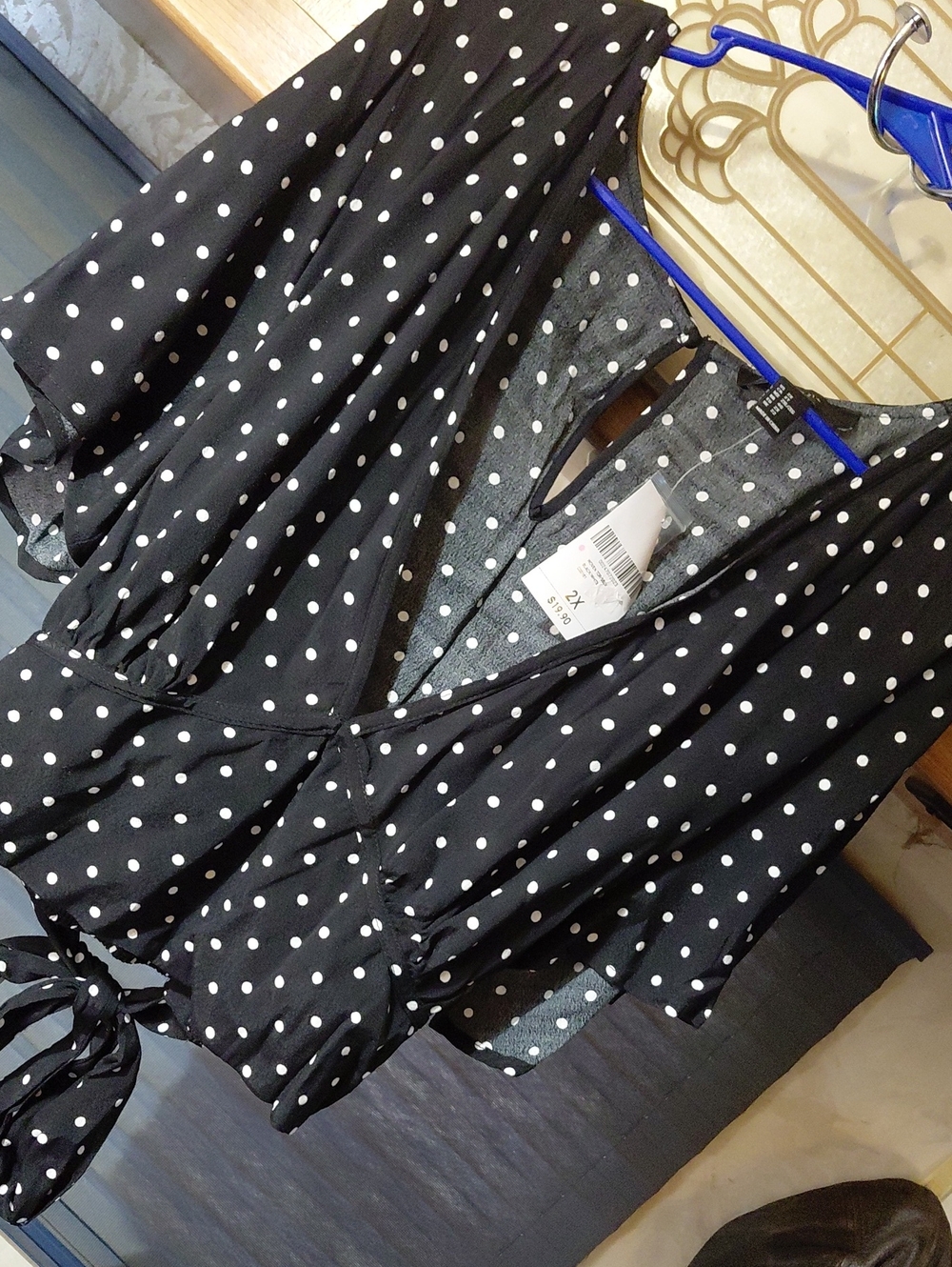 Forever 21 Black Polka Dot Wrap Blouse
